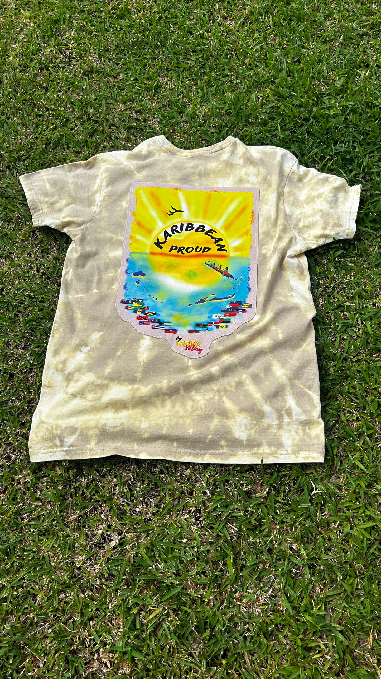 T-shirt Tie & Dye avec design Marron cream - KARIBBEAN PROUD