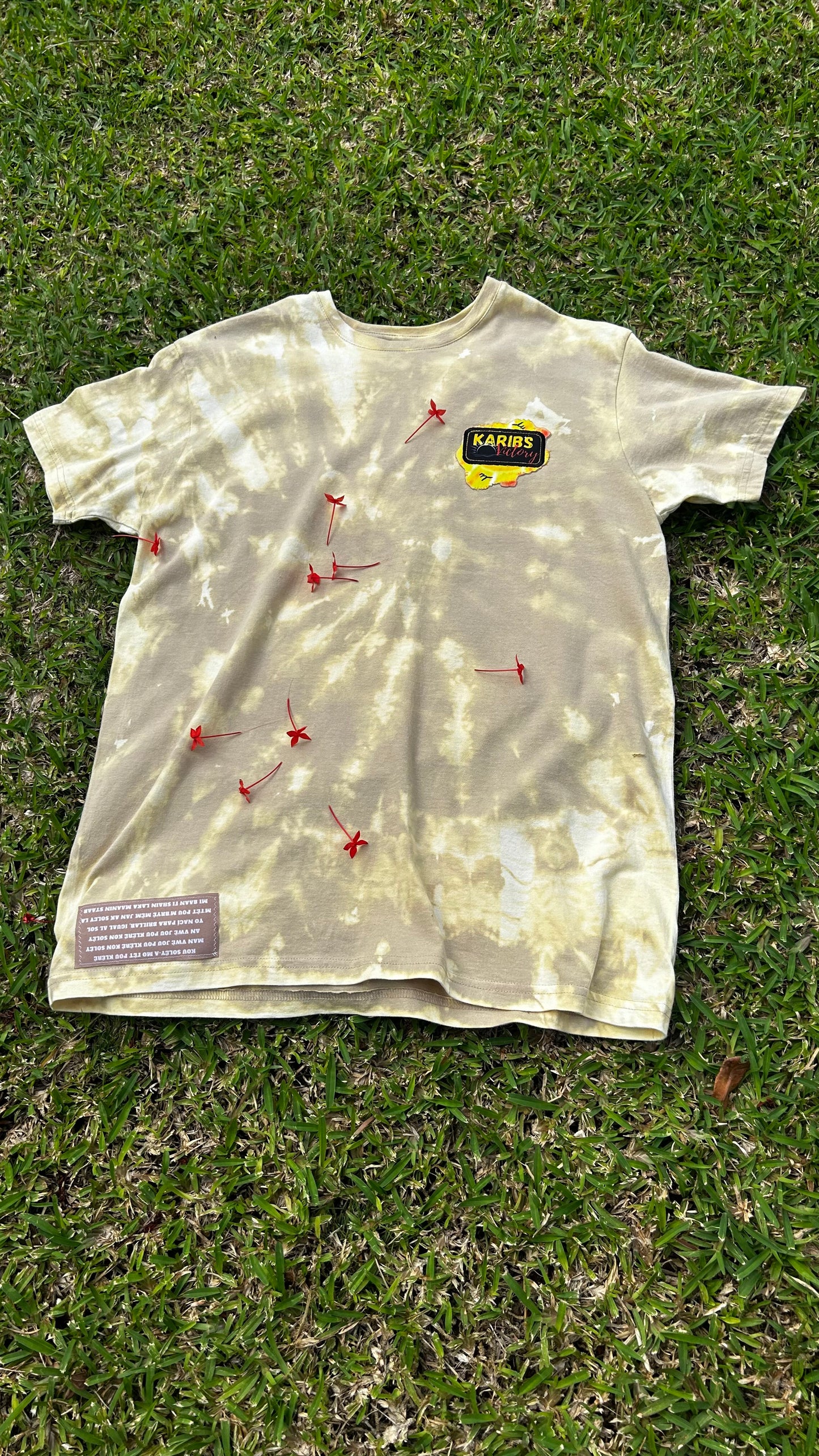 T-shirt Tie & Dye avec design Marron cream - KARIBBEAN PROUD